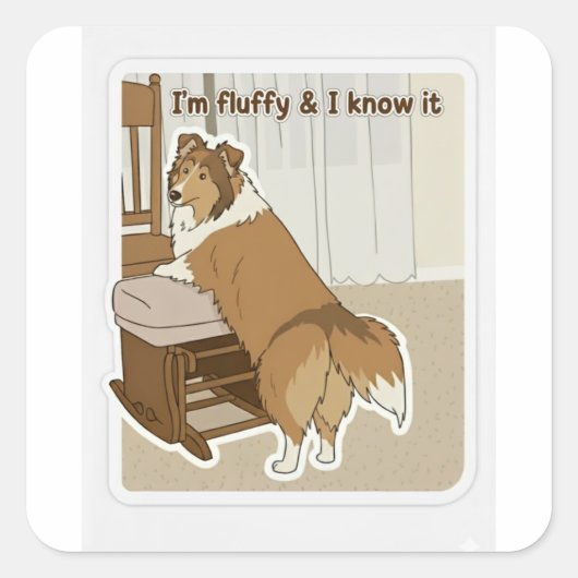 Sticker Carré Pose de Sheltie (Devant)