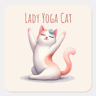 Sticker Carré Pose de Yoga Chat - Lady Yoga Chat