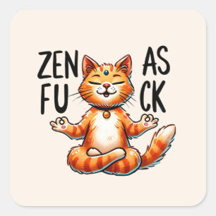 Sticker Carré Pose de Yoga de chat - Zen