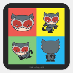 Sticker Carré Poses de caractères Chibi Catwoman