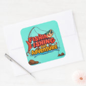 Sticker Carré Posez votre ligne : Une aventure de pêche attend (Enveloppe)