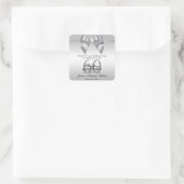 Sticker Carré Posh Gem Bow & Ribbon 60e anniversaire de Mariage (Sac)