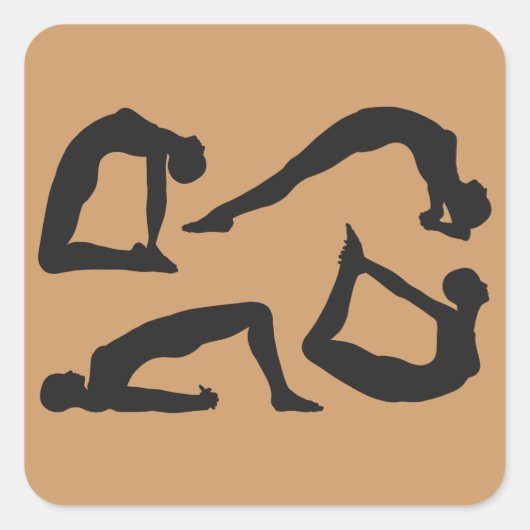 Sticker Carré Positions de yoga Silhouettes (Devant)