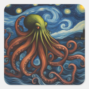 Sticker Carré Post-impressionnisme de Cthulhu