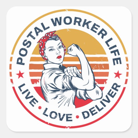 Sticker Carré Postal Worker Life Gag Poste Coworker (Devant)