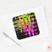 Sticker Carré Poster d'art Abstrait Neon Glitch Imprimer (Enveloppe)