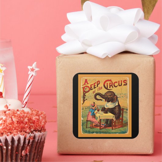 Sticker Carré Poster de cirque vintage : Circus Elephant (Fête)