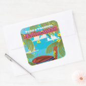 Sticker Carré poster de voyage de Kalimantan. (Enveloppe)