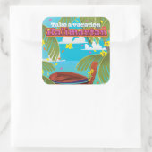 Sticker Carré poster de voyage de Kalimantan. (Sac)