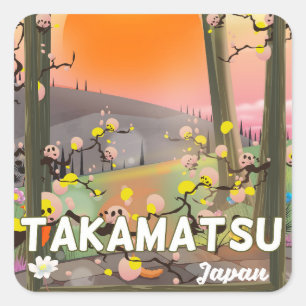 Sticker Carré Poster de voyage Takamatsu japon