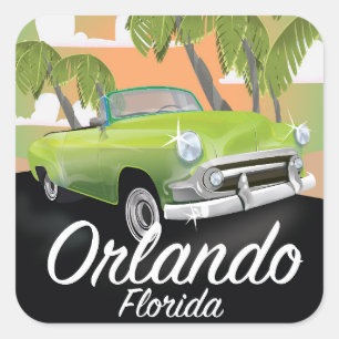 Sticker Carré poster de voyage vintage Orlando Florida