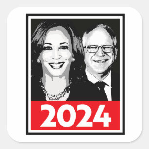 Sticker Carré Poster Harris Walz 2024