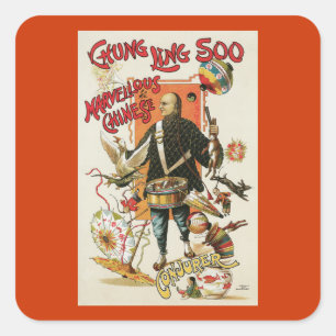 Sticker Carré Poster vintage Chung Ling Soo Magicien
