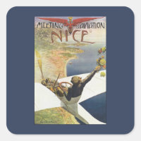 Poster Vintage voyage, avion au-dessus de Nice Fra