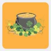 Sticker Carré Pot de chance en or de la Saint-Patrick (Devant)