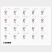 Sticker Carré Pot de fleurs - Ce livre appartient à (Feuille)
