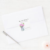 Sticker Carré Pot de fleurs - Ce livre appartient à (Enveloppe)