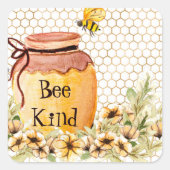 Sticker Carré Pot de miel Bee kind (Devant)