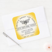 Sticker Carré Pot de miel jaune d'abeille (Enveloppe)