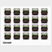 Sticker Carré Pot noir soupe verte Halloween personnalisé (Feuille)