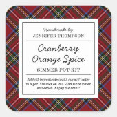 Sticker Carré Pot Simmer classique rouge Tartan Holiday (Devant)