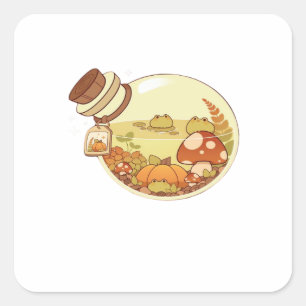 Sticker Carré Potion d'automne avec grenouillettes Classique