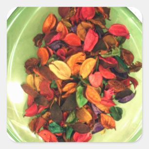 Sticker Carré Potpourri coloré : Un écran à parfum