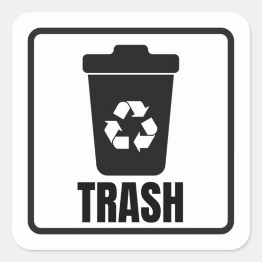 Sticker Carré Poubelle noire classique (Devant)