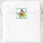 Sticker Carré Pouce Haut, amusant clown, (Sac)