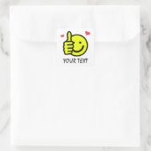 Sticker Carré Pouce vers le haut Smile Face Texte personnalisé (Sac)