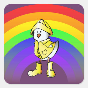 Sticker Carré poule arc-en-ciel
