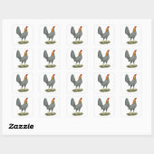 Sticker Carré Poule de Combat Bleu Rouge (Feuille)