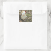 Sticker Carré Poulet assis sur un bâton en mouton (Sac)