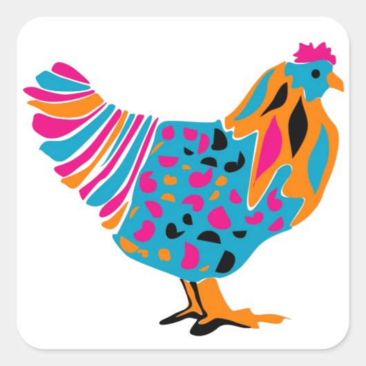 Sticker Carré Poulet brillant (Devant)
