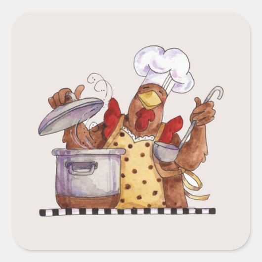 Sticker Carré Poulet de cuisine (Devant)