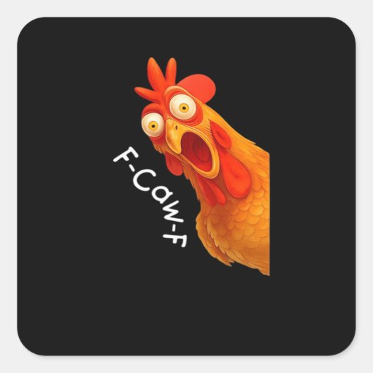 Sticker Carré Poulet essentiel minimaliste propre F-Caw-F (Devant)