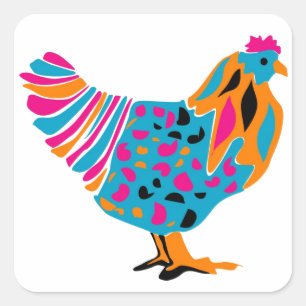 Sticker Carré Poulet lumineux génial