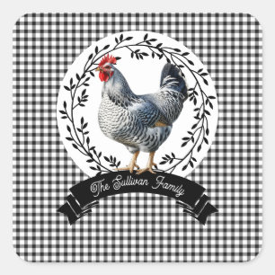 Sticker Carré Poulet rougeâtre de la campagne Poulet En vichy ch