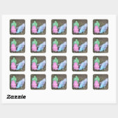 Sticker Carré Poulets de Silkie teints par cravate dans des (Feuille)