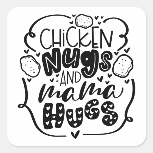 Sticker Carré poulets et mama câlins (Devant)
