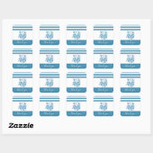Sticker Carré Poulpe bleu turquoise plage merci script (Feuille)