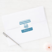 Sticker Carré Poulpe bleu turquoise plage merci script (Enveloppe)