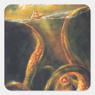 Sticker Carré Poulpe de monstre