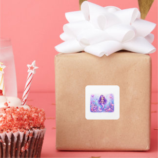 Sticker Carré Poupée Sirène Candy 3e Anniversaire