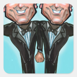 Sticker Carré Poupées de gâteau Mariage gay