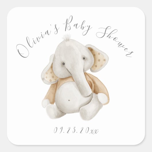 Sticker carré pour Baby Shower Elephant Boy (Devant)