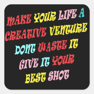 STICKER CARRÉ POUR DES AVENTURES CRÉATIVES ET DES PERSONNES QUI