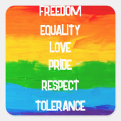 Sticker Carré pour drapeau arc-en-ciel LGBT - Fier (Devant)