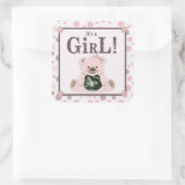 Sticker Carré pour fille ours en peluche (Sac)