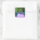 Sticker Carré pour hippopotames prêt pour Noël (Sac)